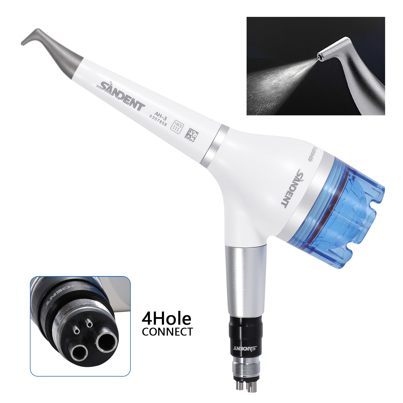 Dental Air Flow Teeth Polisher /Micro Blaster Sandblasting Handpiece 4Holes