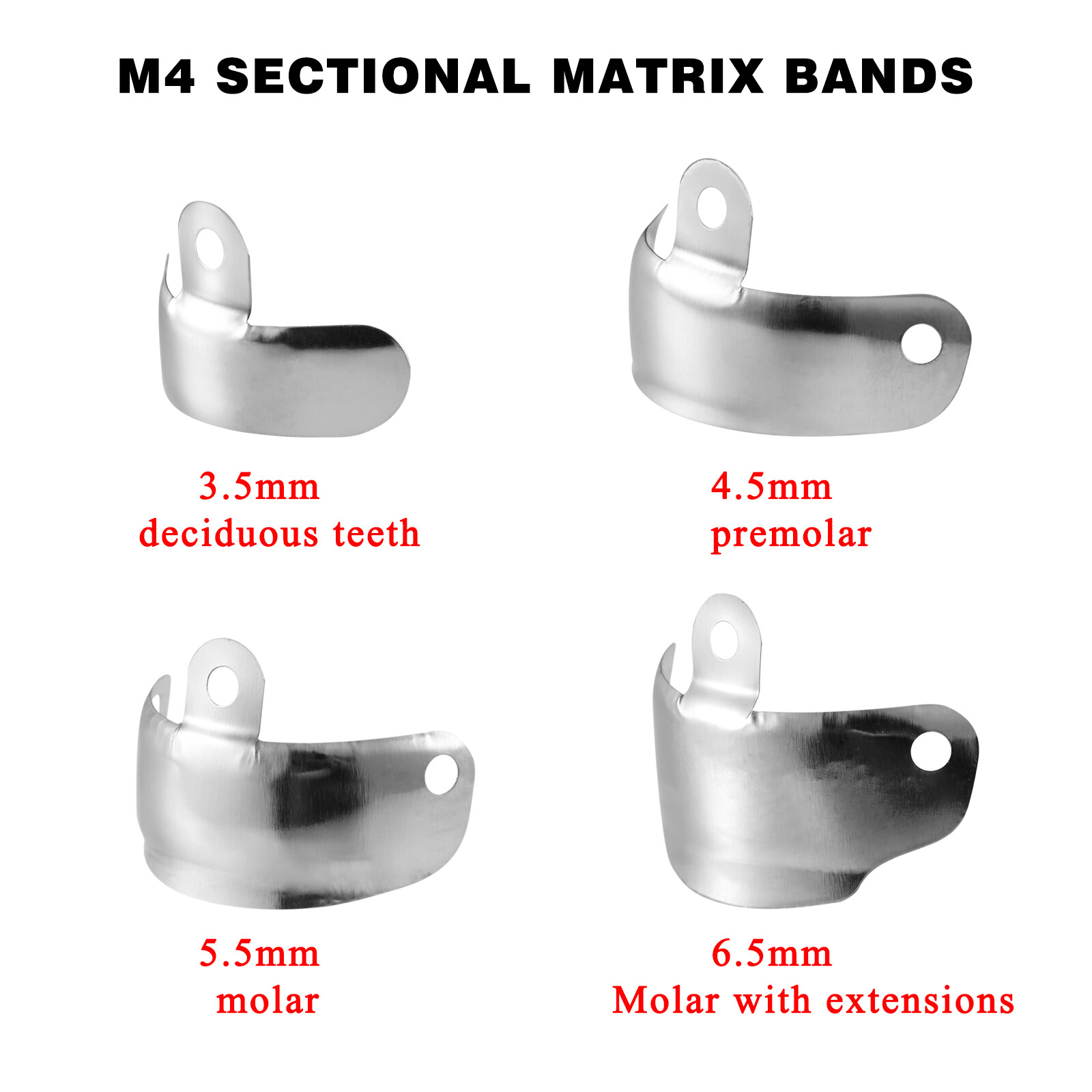 50Pcs Dental Matrix Bands Palodent V3 Style Sectional Contoured Matrices 4 Size