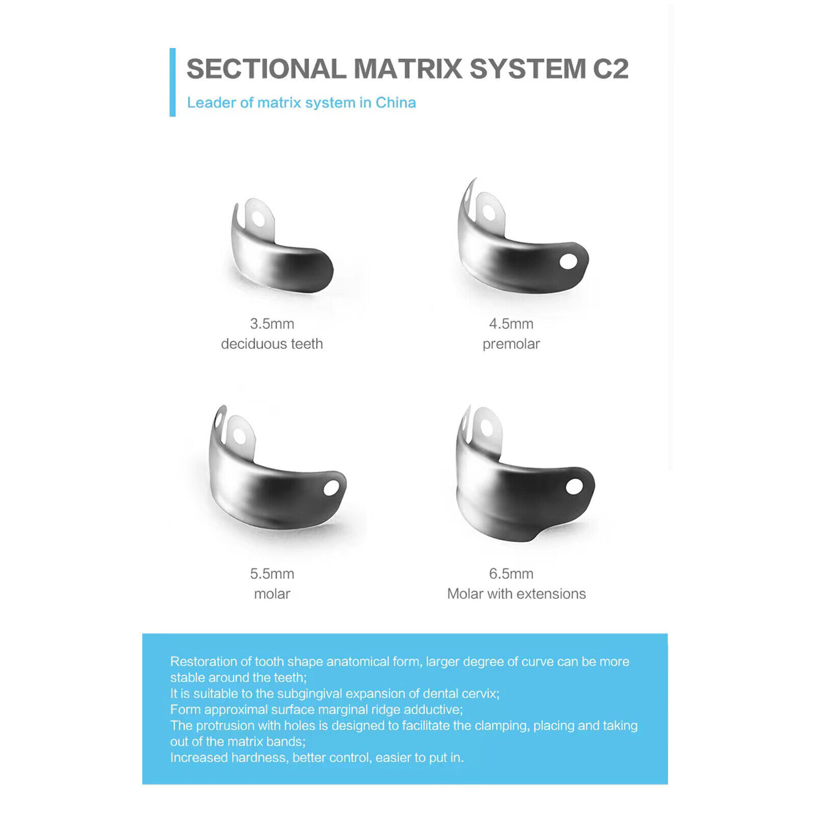 Dental Sectional Matrix System Sectional Contoured Matrix Bands NITI Ring C2 Kit