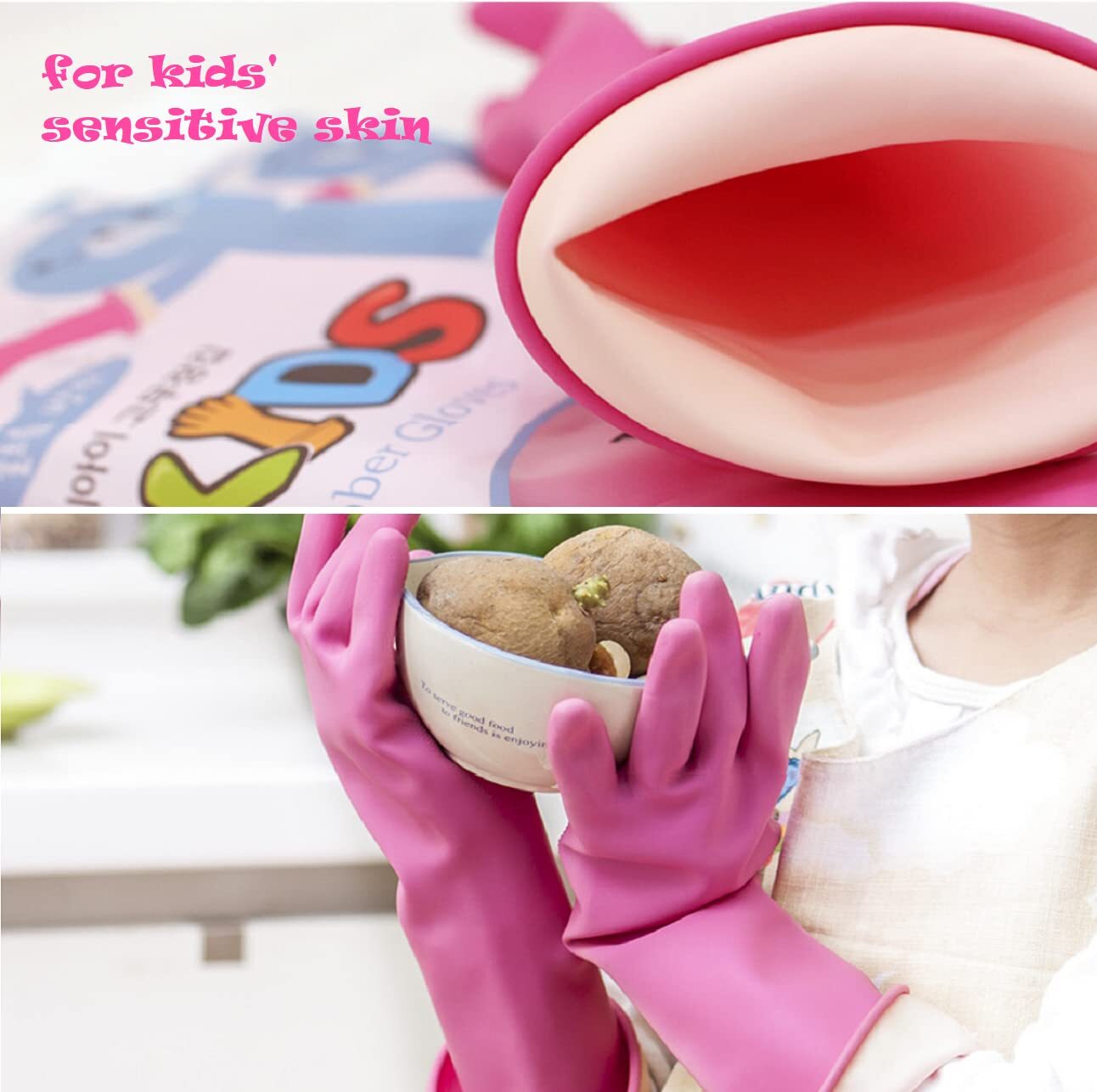 Kids Reusable Waterproof Rubber Gloves | Cooking Dishwashing Cleaning Painting P