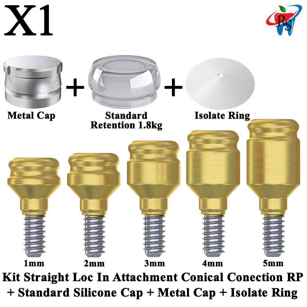 1x Kit Straight Loc In Attachment Conical RP Standard Silicone Metal Cap Ring