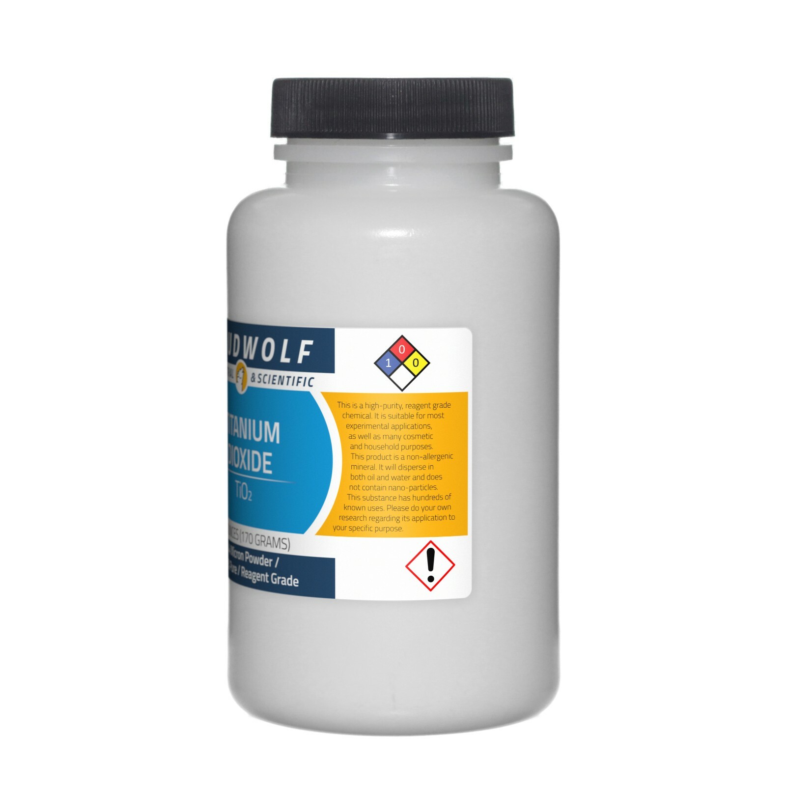 Titanium Dioxide, 12oz, Reagent Grade, Sturdy Bottles, SHIPS SAME DAY