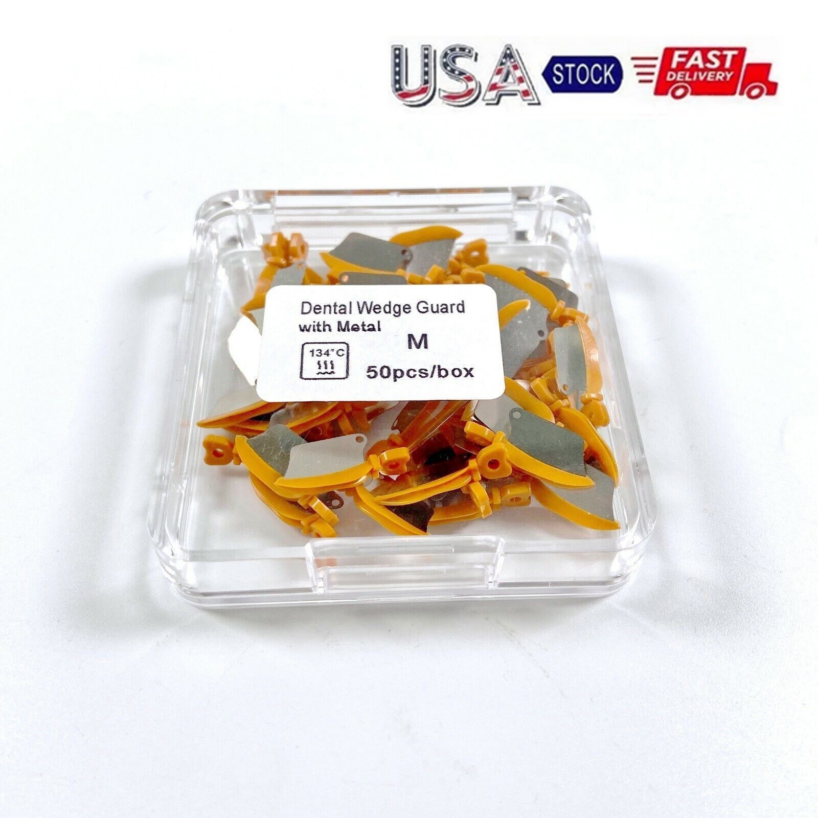 50pc Dental Matrix Fender Wedges Prep Interproximal Metal Diastema Wedge w Guard