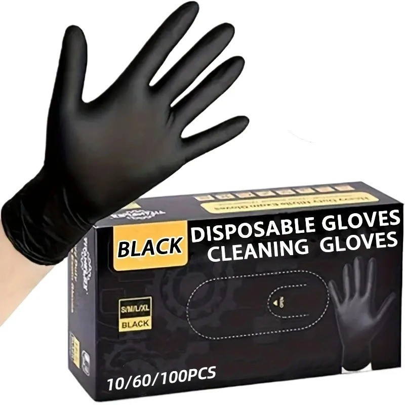 100PCS Disposable Black Nitrile Gloves Pet Hairdressing Dishwashing Hairwashing