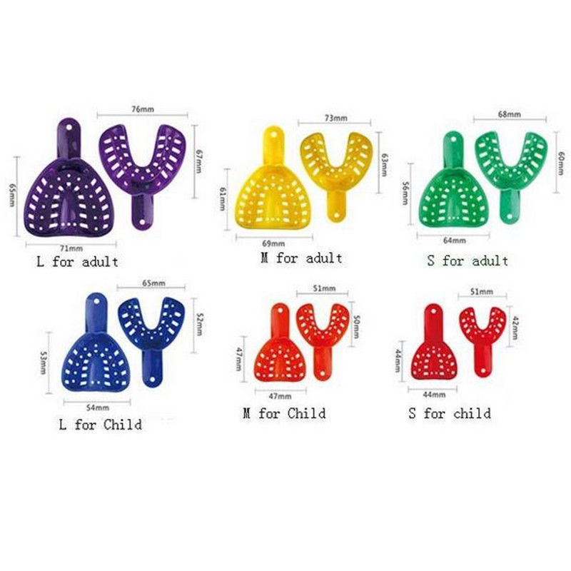 12 Pcs/set Dental Impression Tray Trays Plastic 6 Sizes Autoclavable Adult/Child