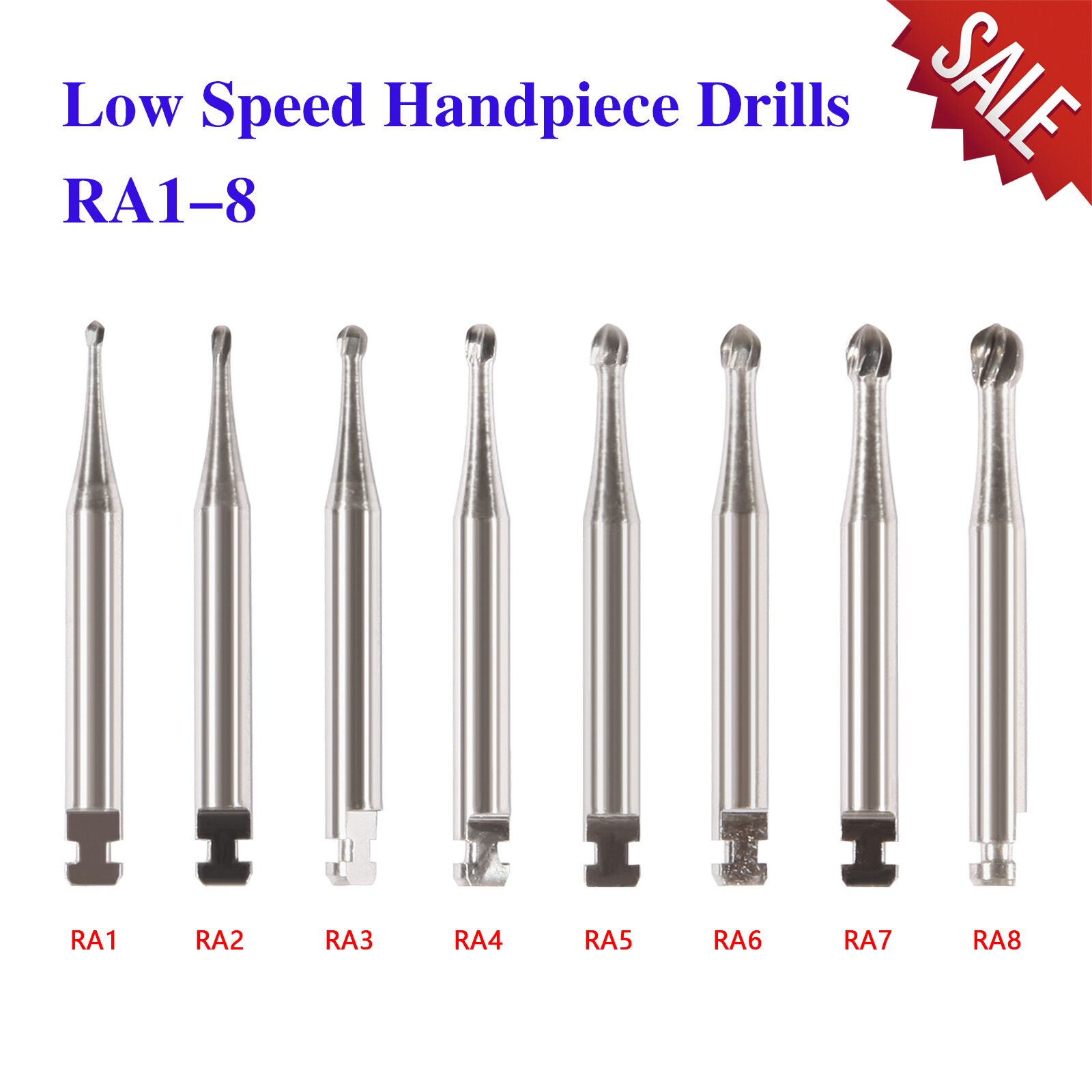 DENTAL Round Carbide Bur Latch RA 2 4 5 6 7 8 Midwest LA For Slow Low Speed 22mm