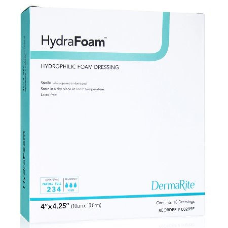 DermaRite HydraFoam Foam Dressing 4×4.25″ Tan Non-Adhesive No Border Sterile 10
