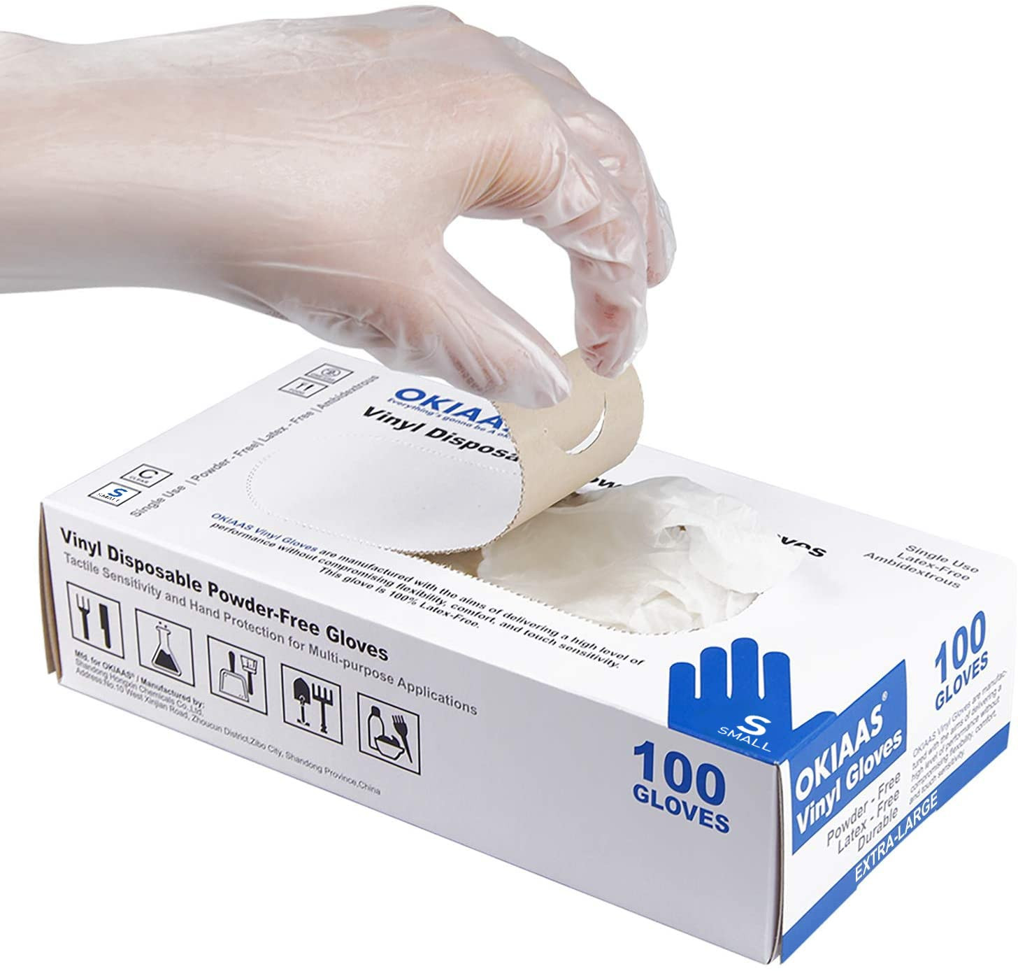 OKIAAS Disposable Gloves S, Food Safe, Bulk of 100 Pcs|Latex and Powder-Free Cle