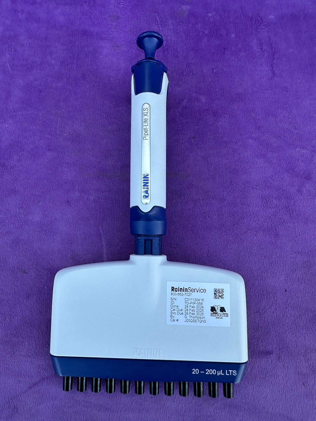 Rainin Pipet-Lite L-200 XLS 20-200uL LTS 12 Channel Pipette with WARRANTY