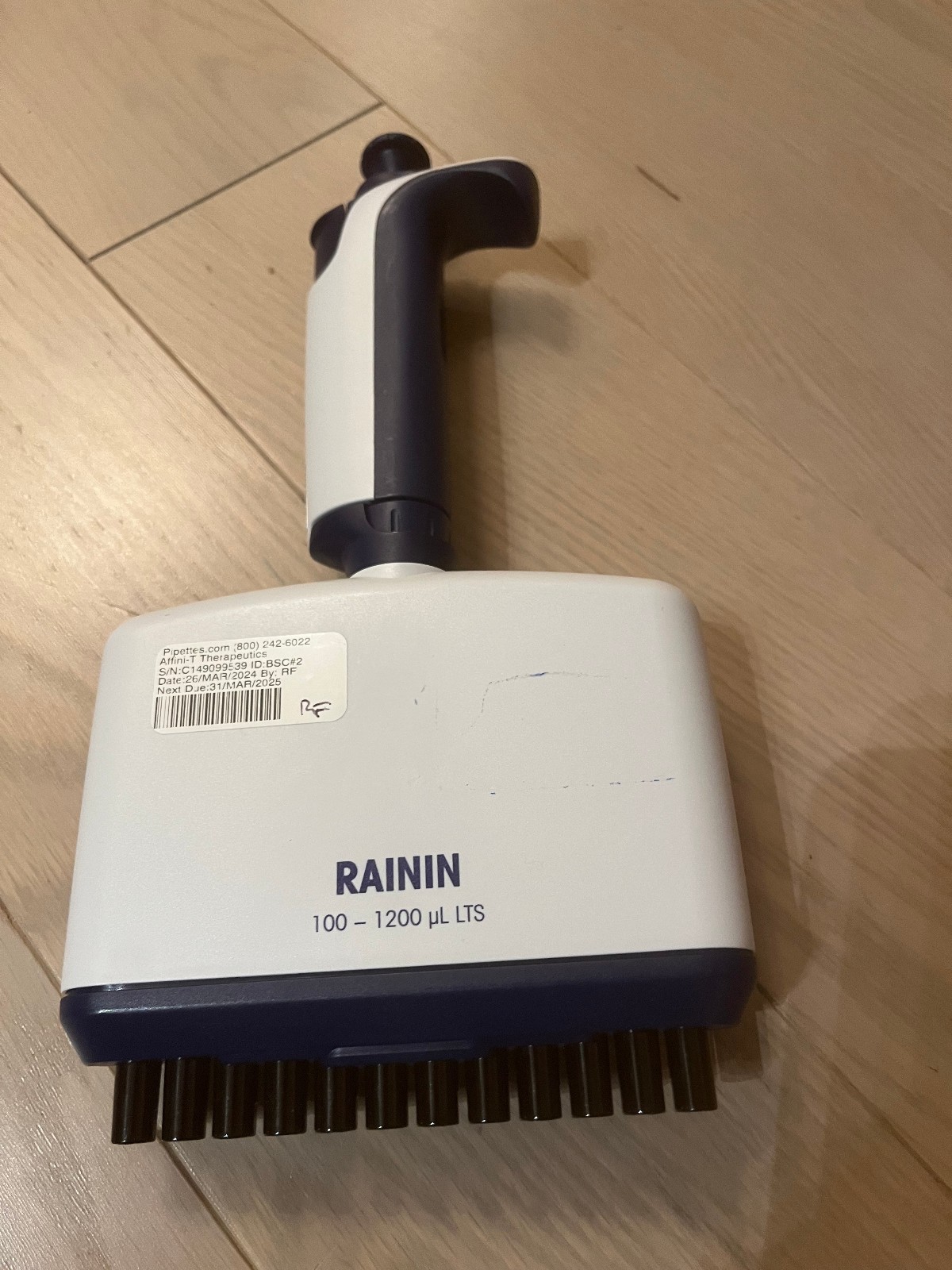 Rainin XLS multichannel pipet 12 variable 100- 1200 ul LTS calibrated 2024 q