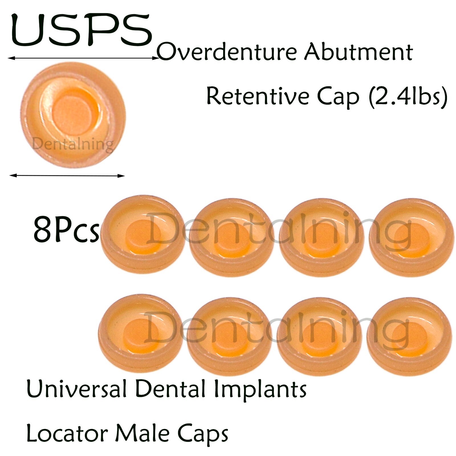 US Dental Universal Locator Overdenture Abutment Insert Male Cap 1.2/2.4Lbs,8Pcs