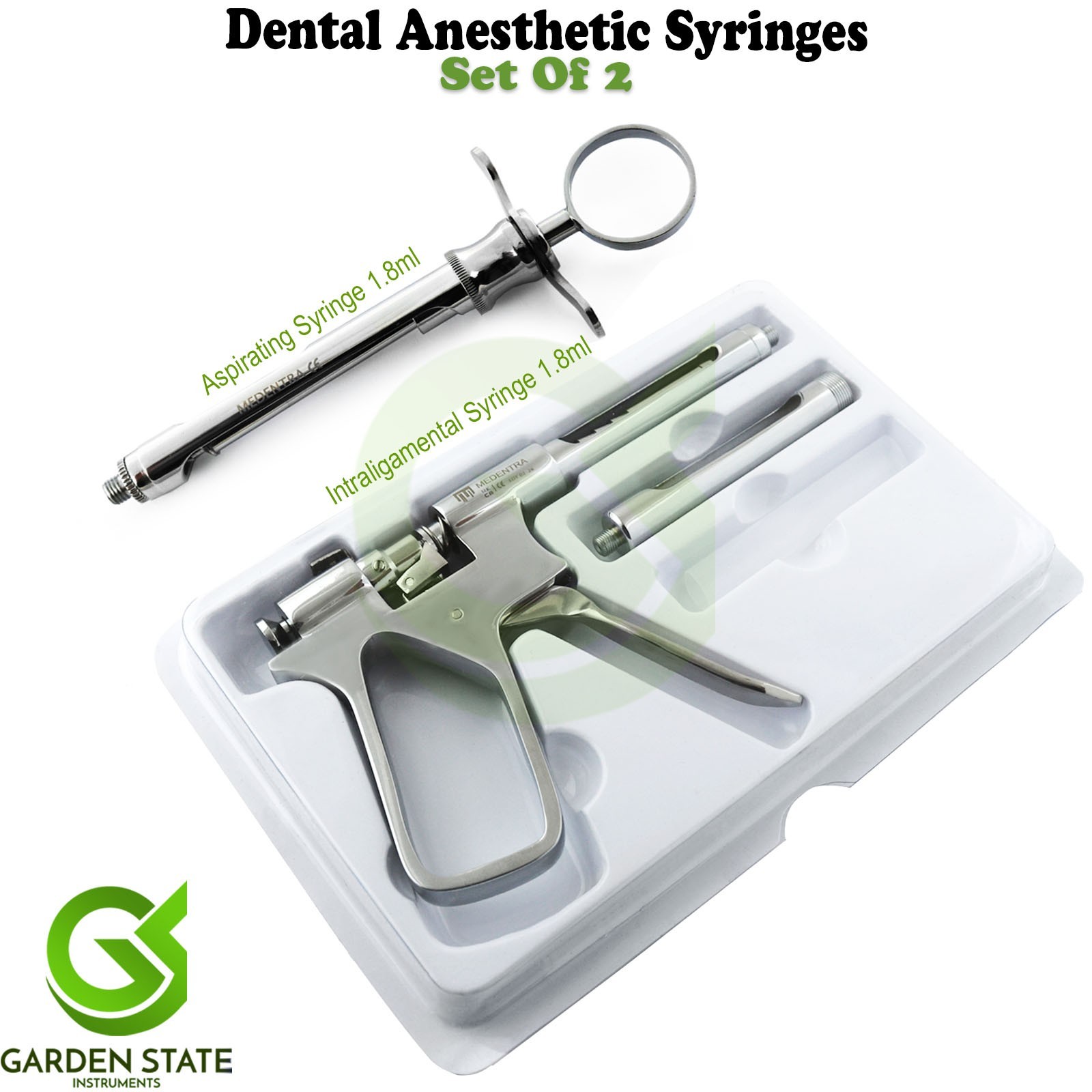 2Pcs Dental Anesthetic Syringes Intraligamental Tralig 1.8ml Gun Polish Finish