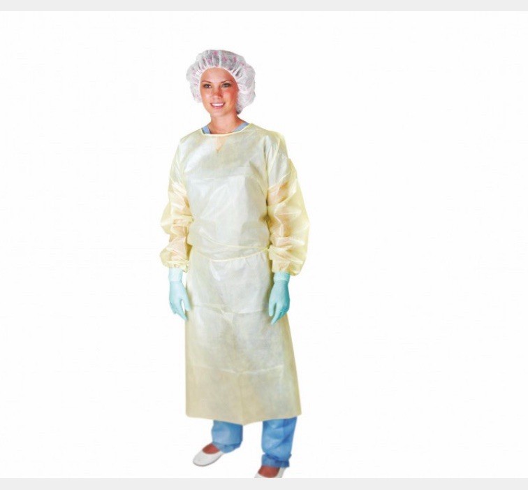 Medline Poly-Coated Protective Cover Gowns Sz Large Yellow CRI4040PCC Case 100