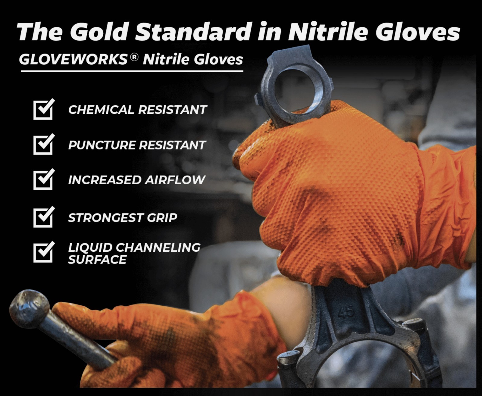 GLOVEWORKS 8mil Orange Nitrile Gloves, (Size: XL) / GWON48100