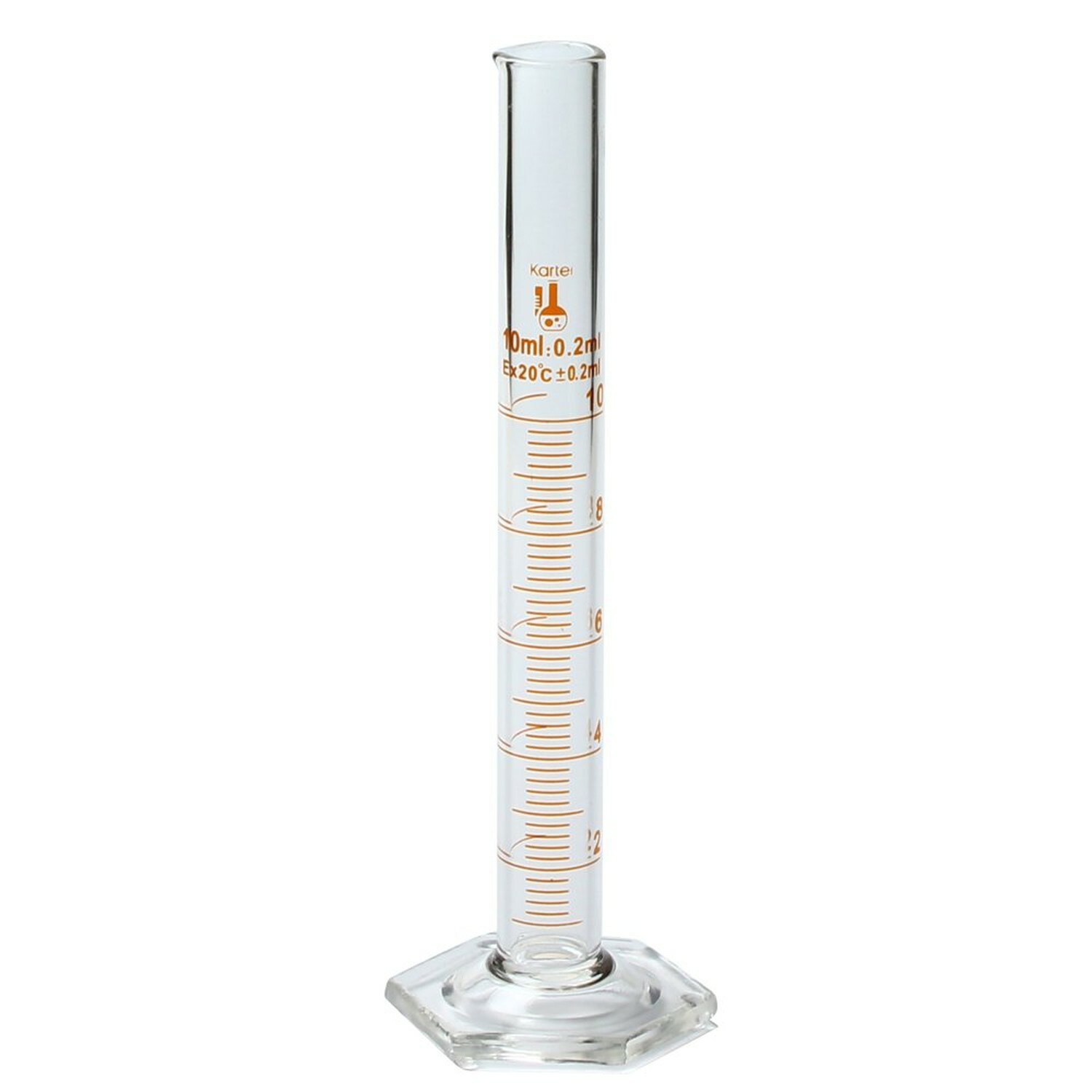10ml Graduated Cylinder, Borosilicate 3.3 Glass (Case of 24)