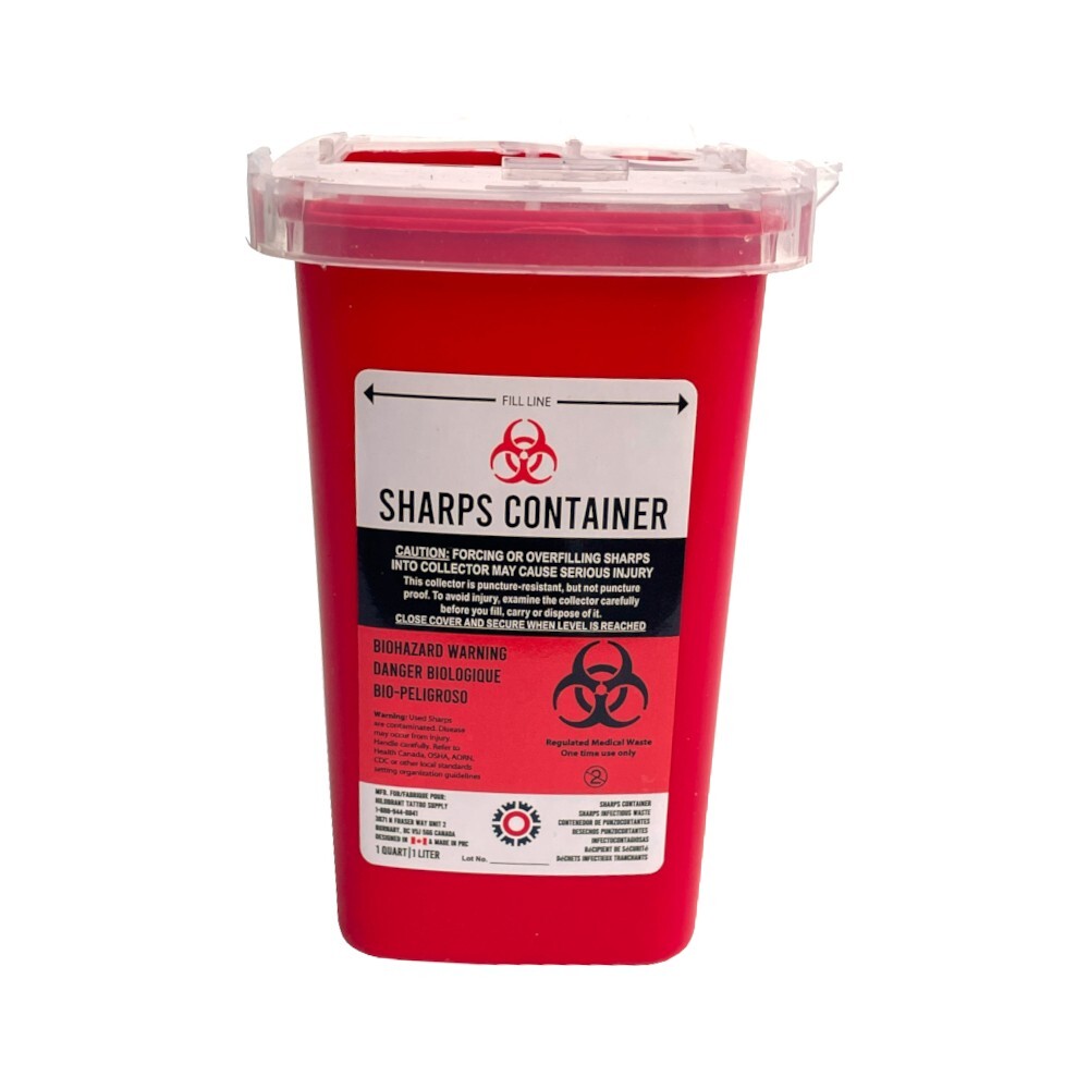 2 SHARPS CONTAINER 1 Quart Needle Disposal Sharp Liter Qt Phlebotomy Tattoo