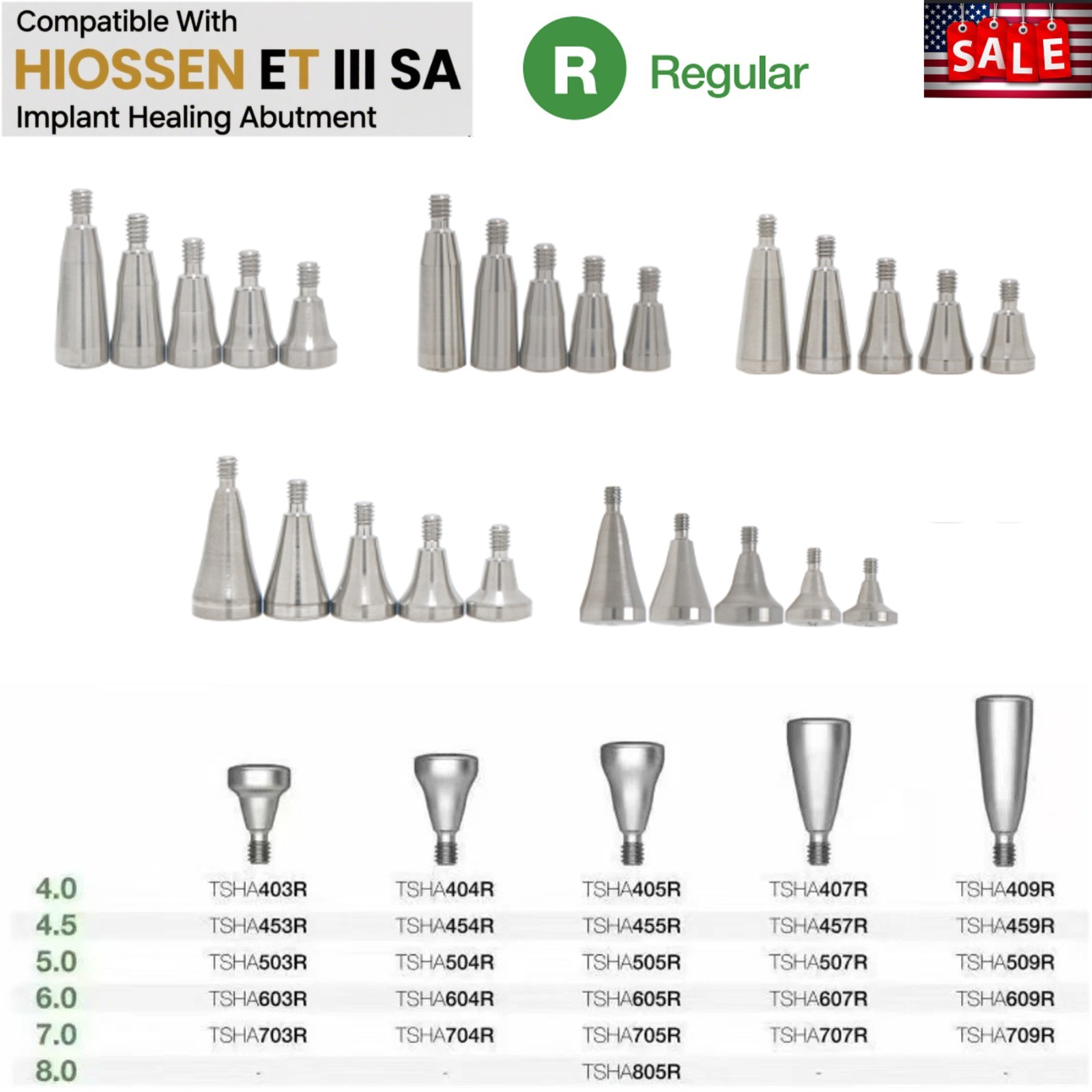 US Regular Healing Abutment Cover Screw Internal Hex Hiossen ET Osstem TS DIO Ti