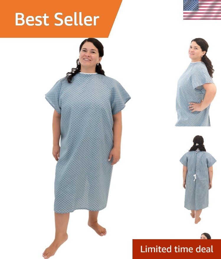 Calming Blue Hospital Gown – 3 Pack, One Size Fits All with Back Tie Design