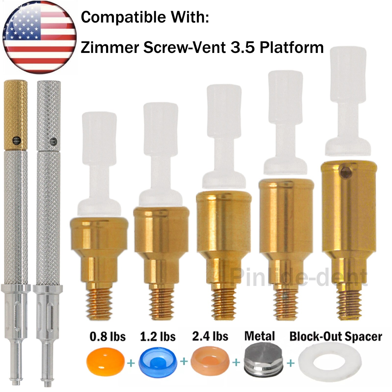 US Dental Attachment Abutment PAØ3.5mm Removable Male Caps Tool for Zimmer