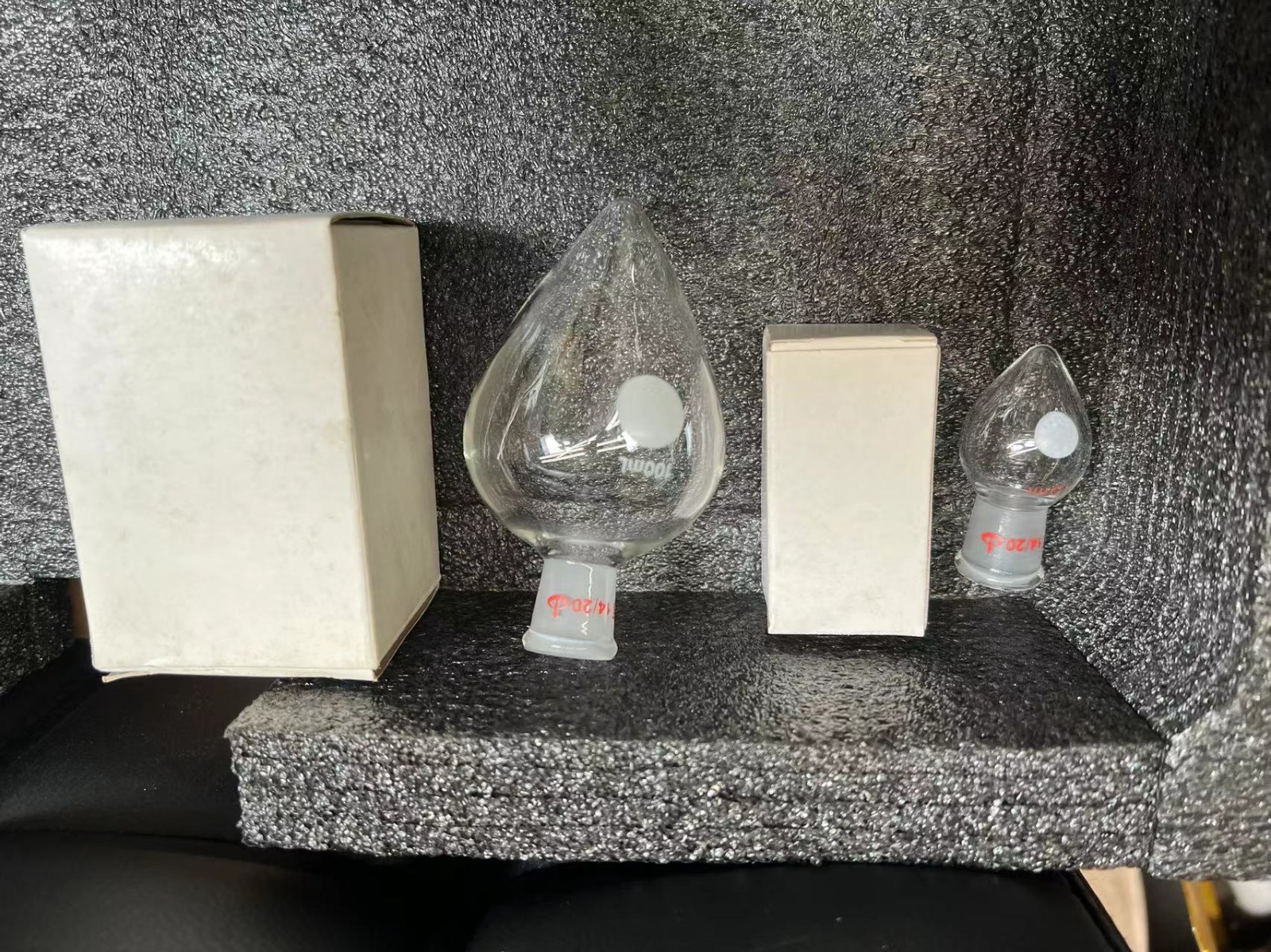 5ml/10ml/50ml/100ml Round Bottom / Pear shape Flask 14/20 set of (5)