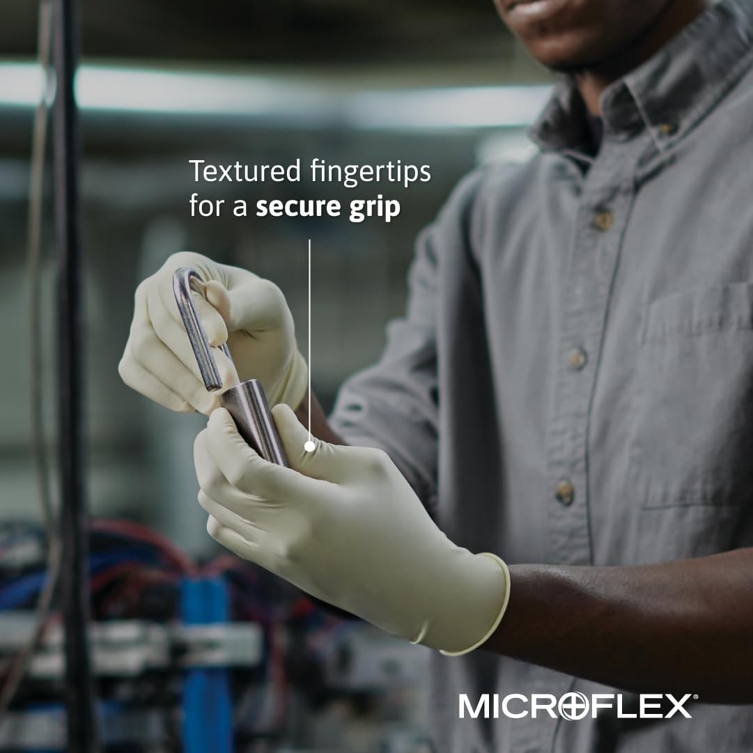 Disposable Latex Gloves – Diamond Grip, XL, Natural – 100 Pack for Automotive, H