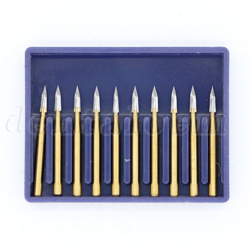 10 Pcs Dental Tungsten Carbide Trimming & Finishing Burs Drill Smooth FG 7901