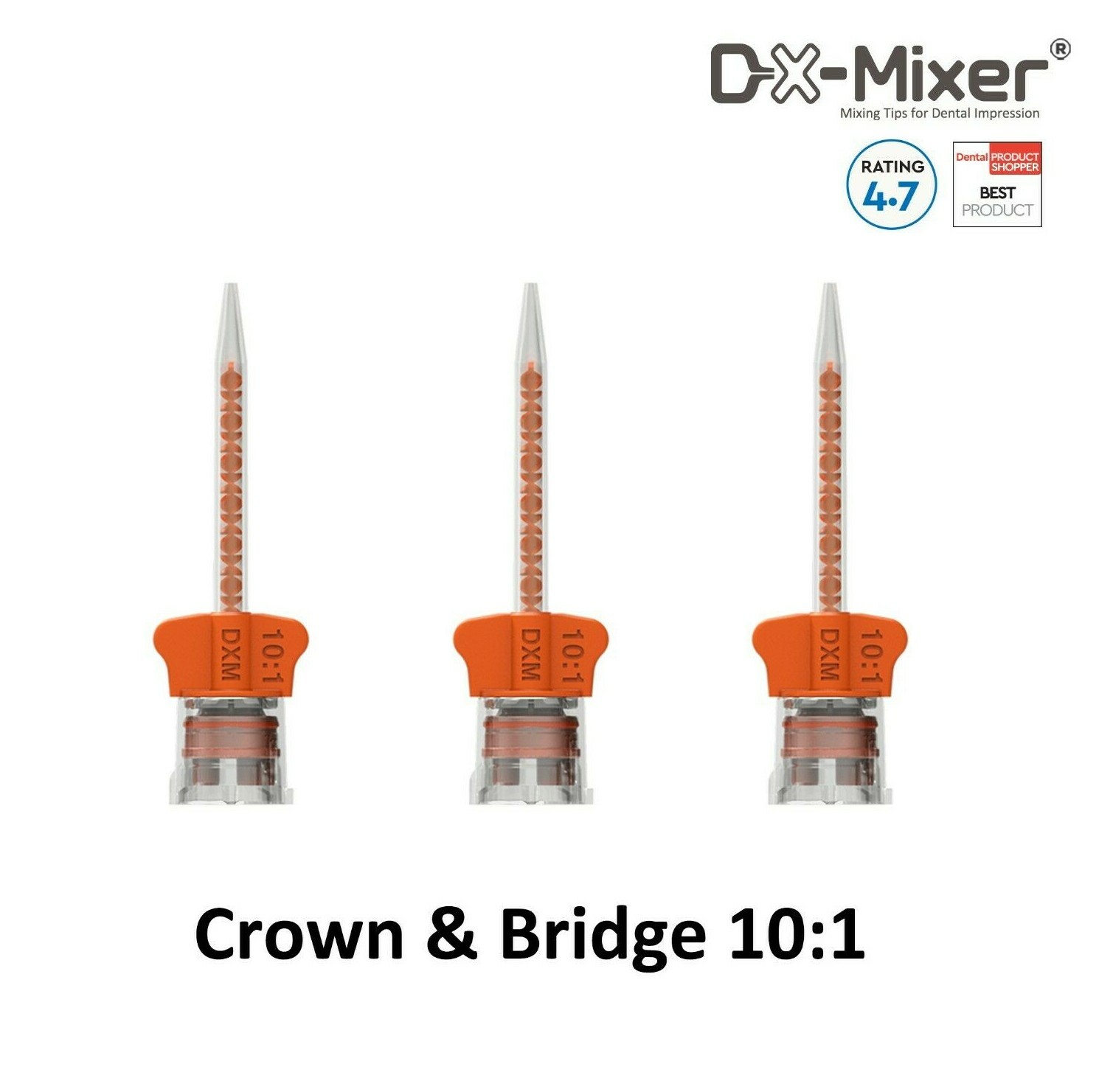 Mixing Tips Crown&Bridge orange Dental HP 10:1 ratio DX-Mixer ®48pcs