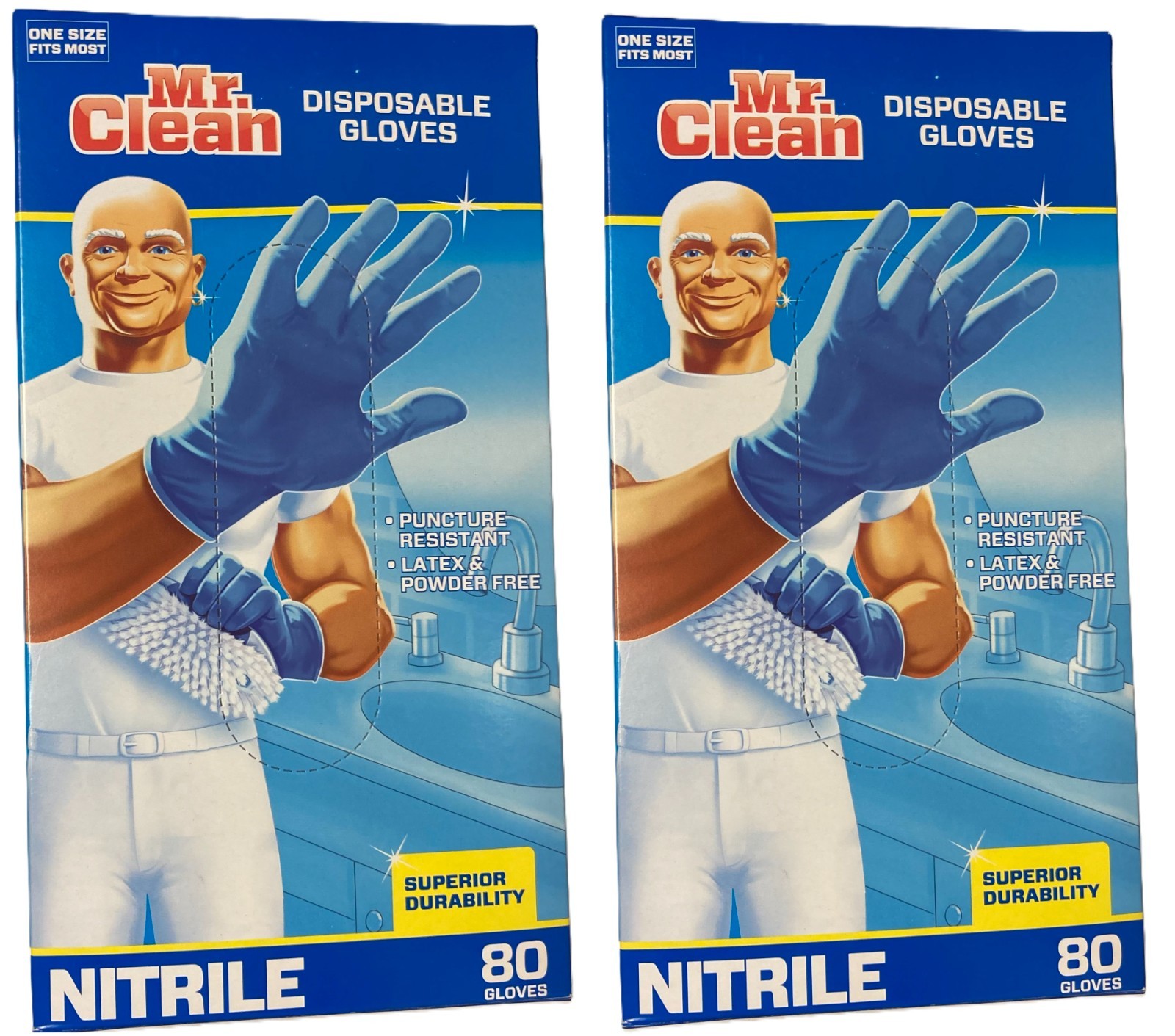 Mr. Clean Disposable Gloves Latex-Free,Nitrile,80 Gloves,ONE SIZE FITS MOST, 2PK