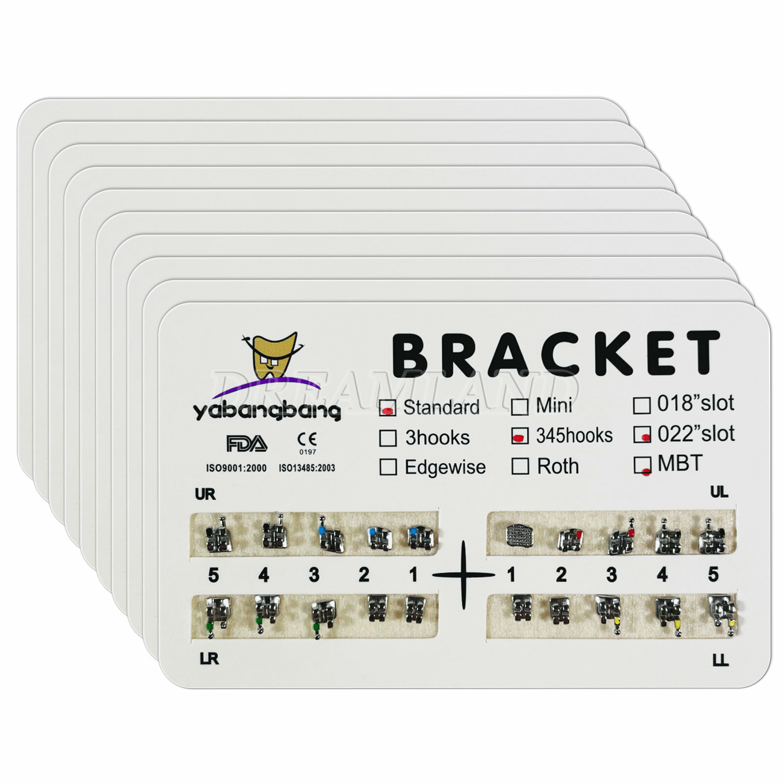 Dental Orthodontic Bracket Braces Standard MBT 022 345 Hooks Metal CE FDA