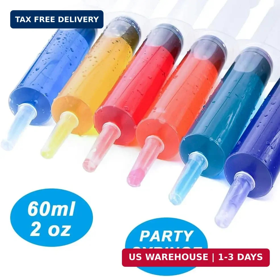 4 Pack 60Ml Large Syringe for Liquid with Tip Cap Plastic Liquid Syringes FAST