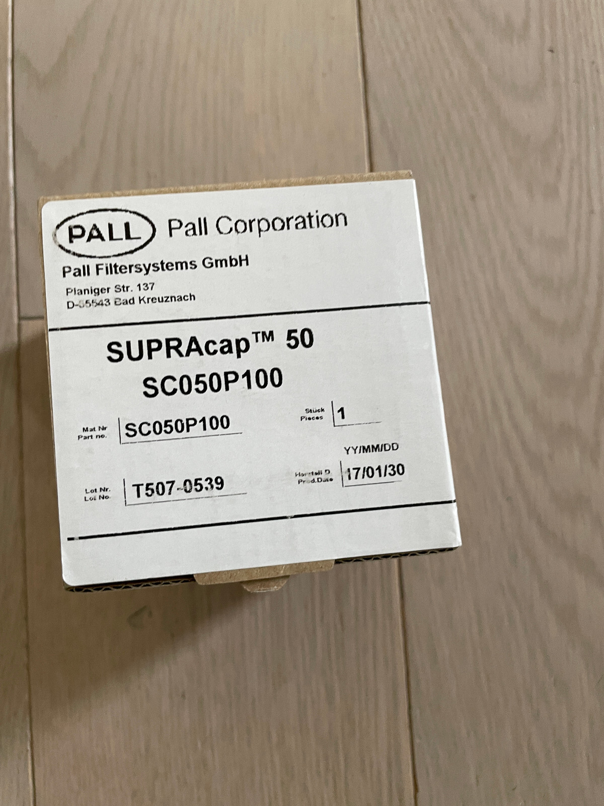 Pall SC050P100 Supracap 50 Depth Filter Capsule P100 media 1-3 µm luer lock