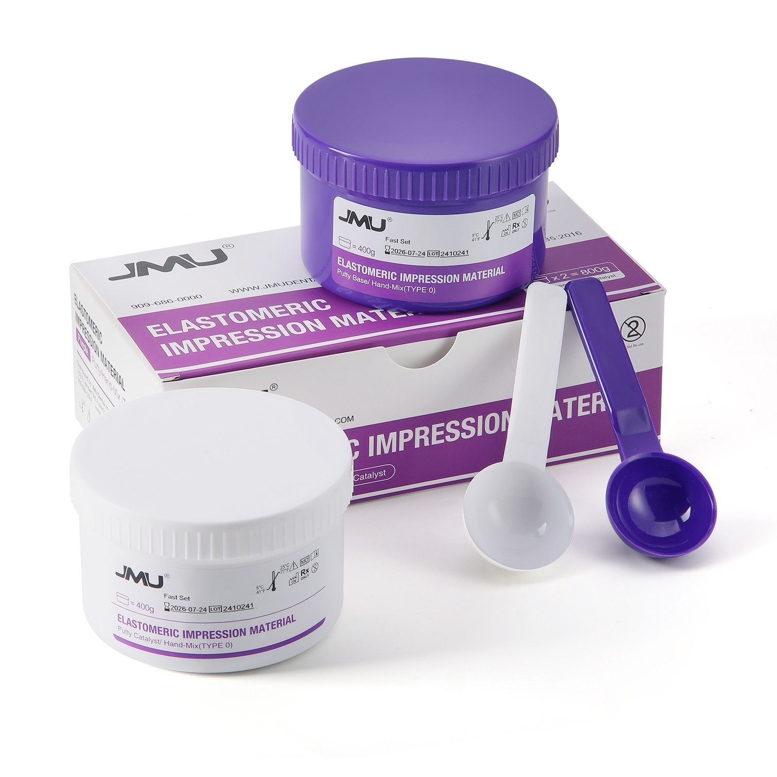 JMU Dental Putty Impression Materials Fast Set 400g Base +400g Catalyst