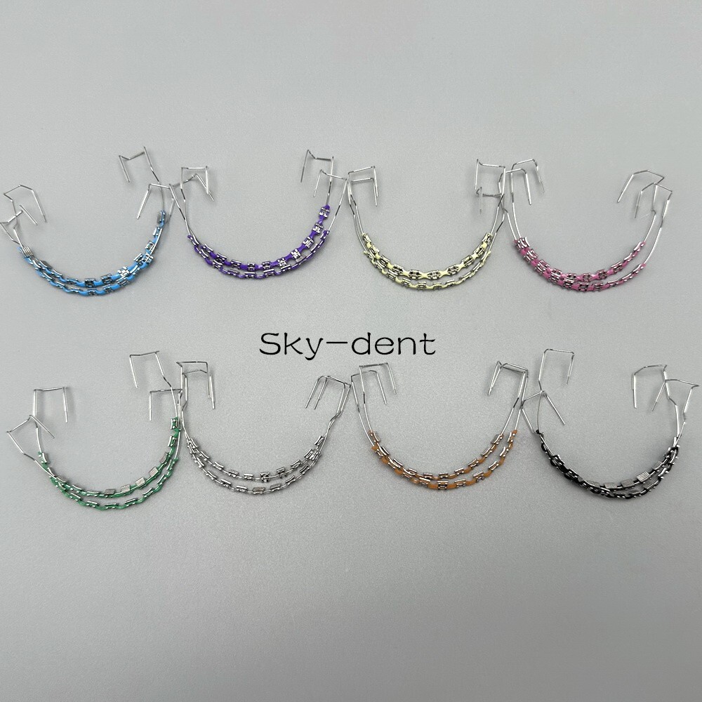 2Pcs/Pack Temporary Tooth Decoration with Metal Bracket Orthodontic Power Chains