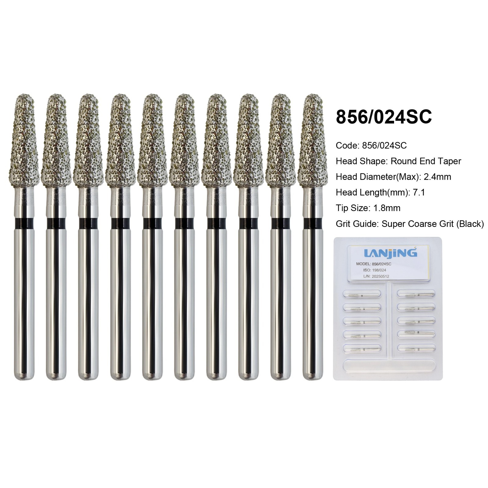 Zirconia Cutting Burs Dental Diamond Bur Football Pear Round End Taper Barrel FG