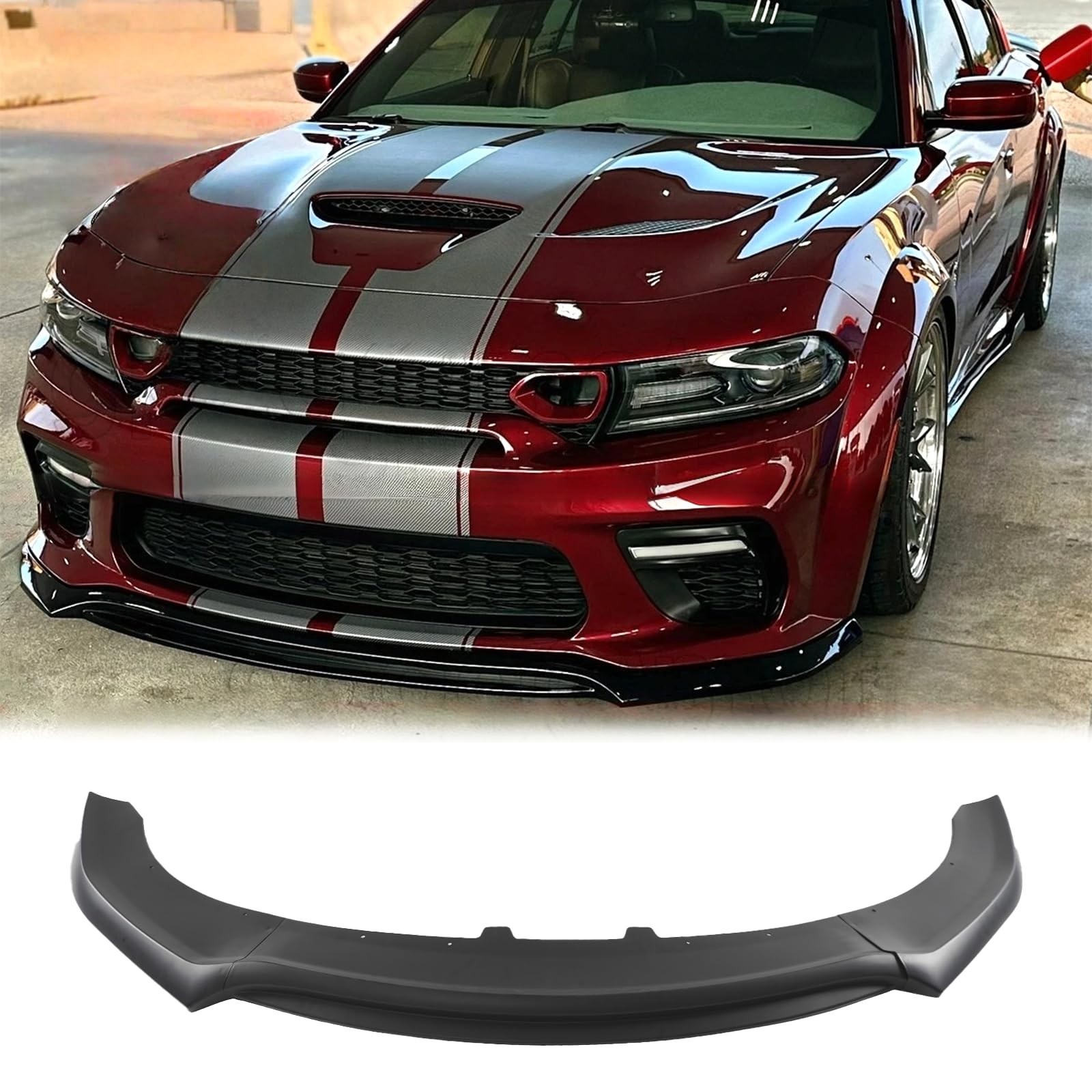 3Pcs V4 Lip Splitter Dodge Charger SRT Hellcat Widebody 2020-2023 Matte Black