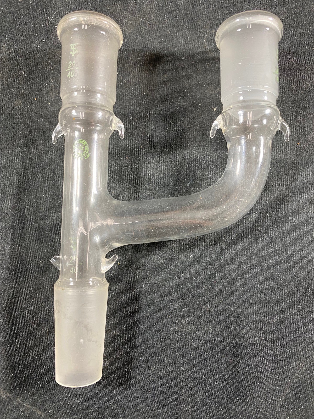 PYREX Glass 108mm Width 24/40 Joint Hooked Claisen Three-Way Connecting Adapter