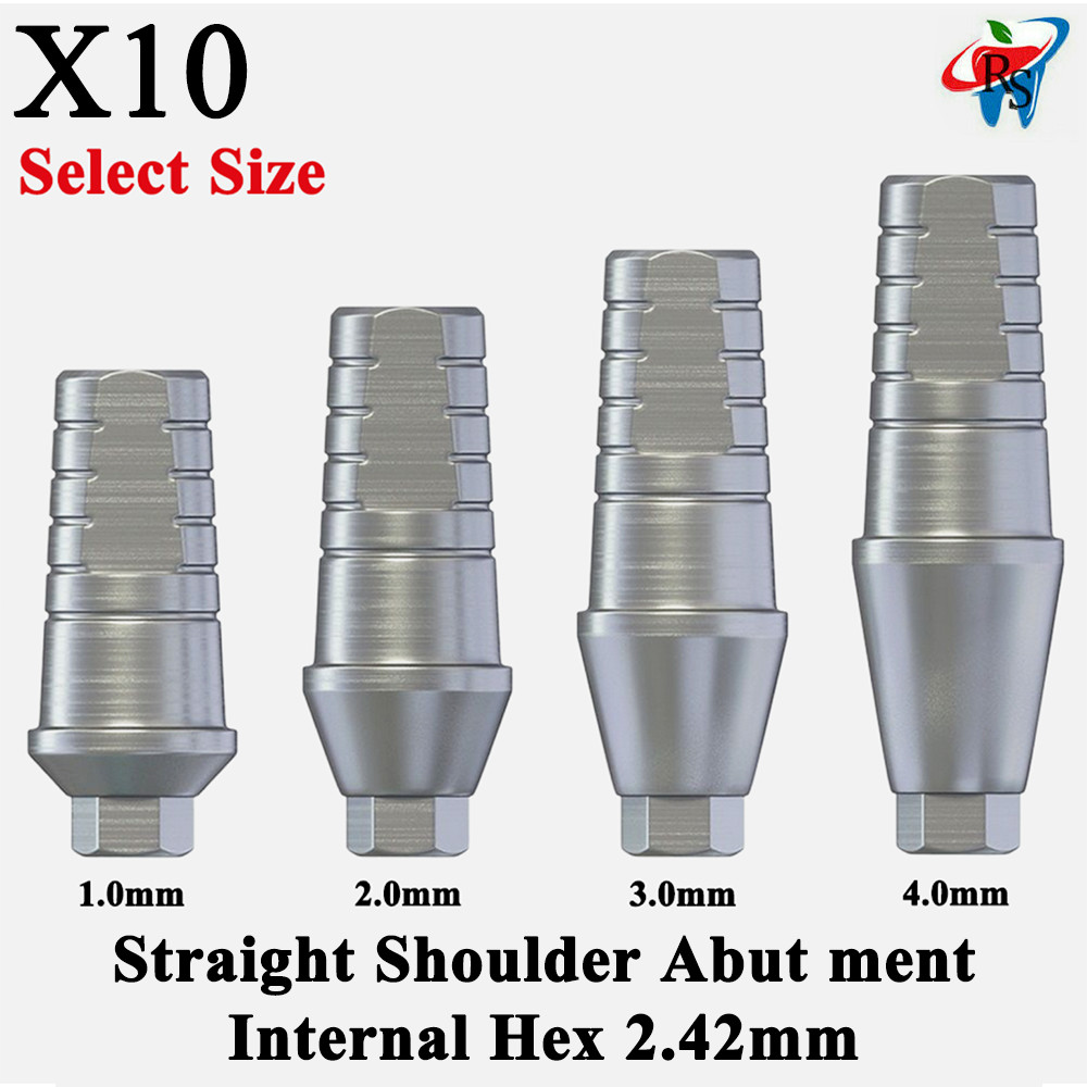 10x Dental Fixture Straight Shoulder Adapter Head Int Hex 2.42mm 1-4 Titanium
