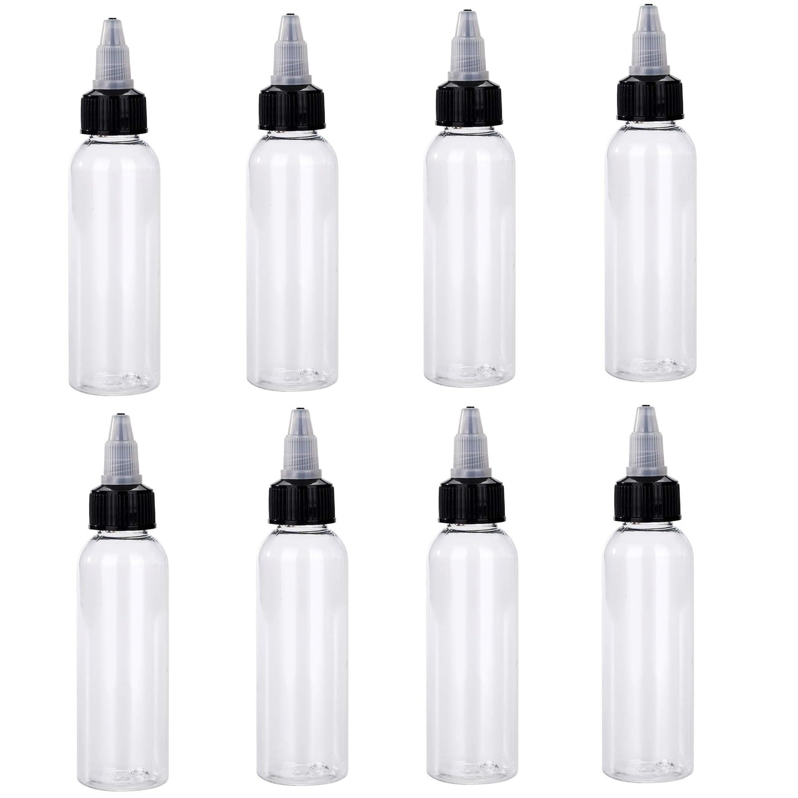 8Pcs 2 oz Squeeze Bottles Dispensing Plastic with 8pcs 2oz, clear