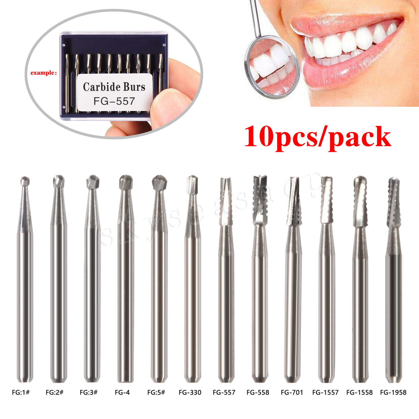 10pcs/1Kit Dental FG Fresas de carburo de tungsteno Alta Velocidad pieza de mano
