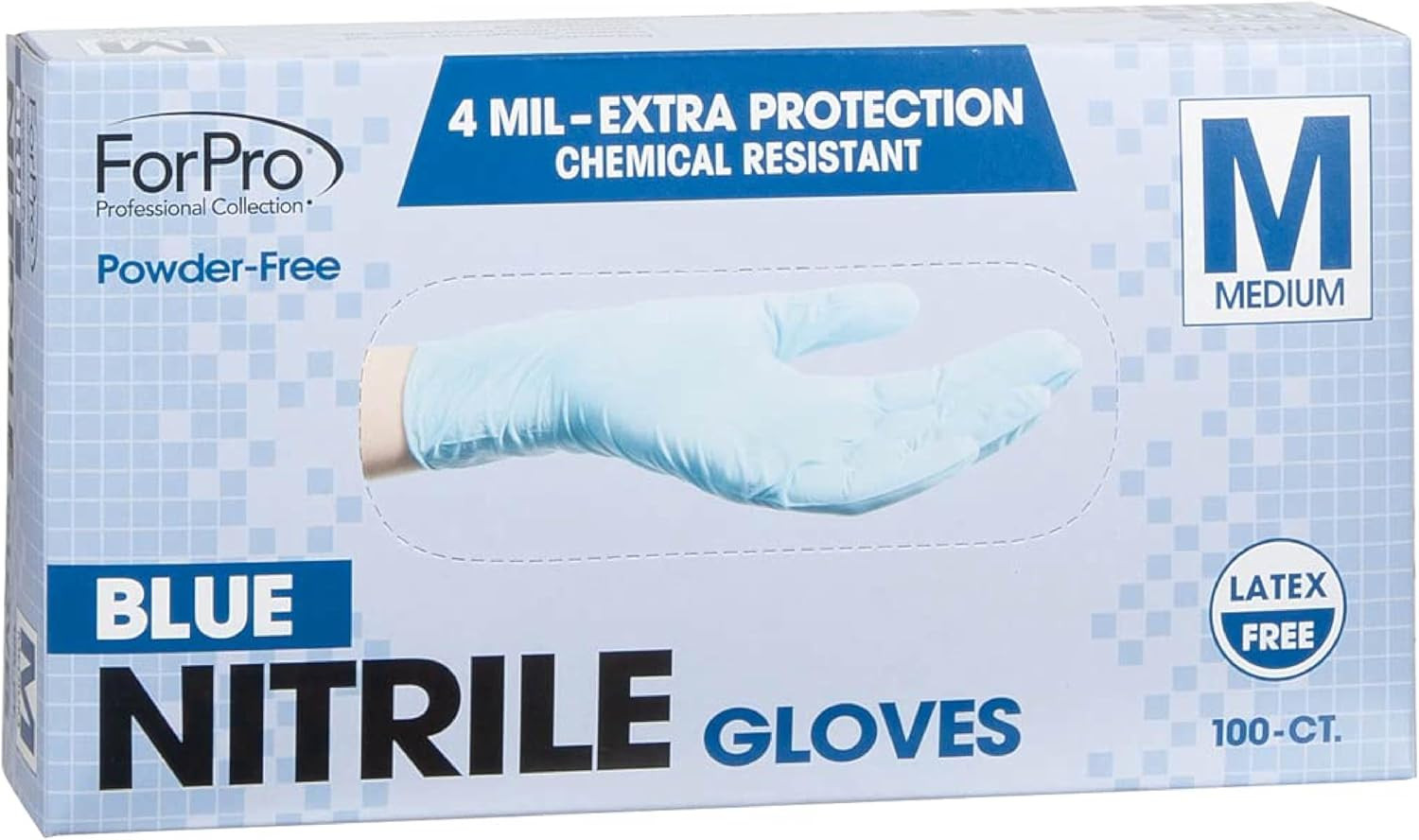 ForPro Professional Collection Disposable Nitrile Medium (Pack of 100), Blue