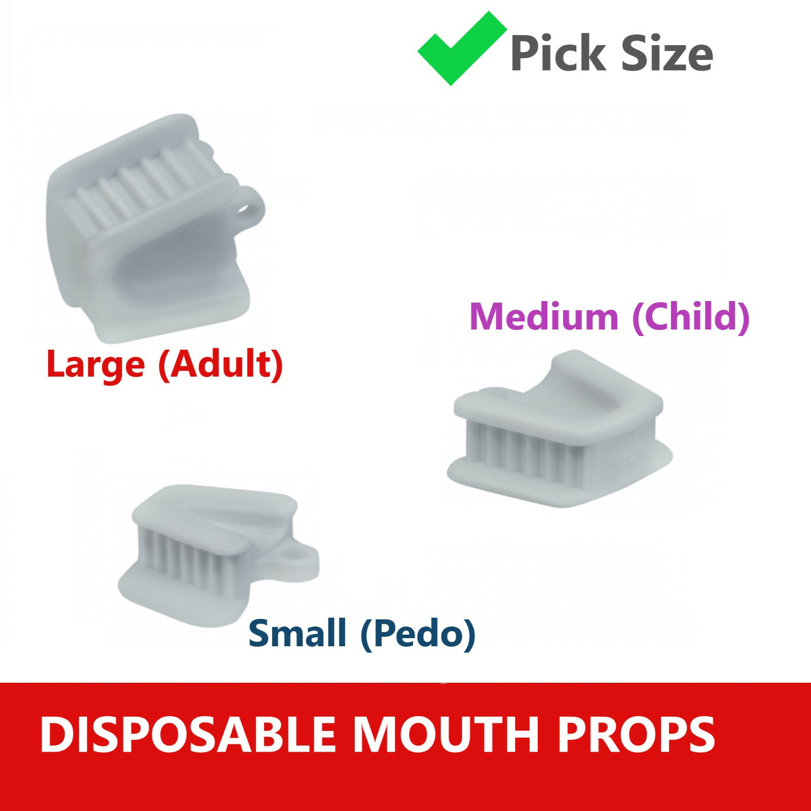 Dental Ortho Piercing Disposable Mouth Props Bite Blocks 24 pc Adult Child Pedo