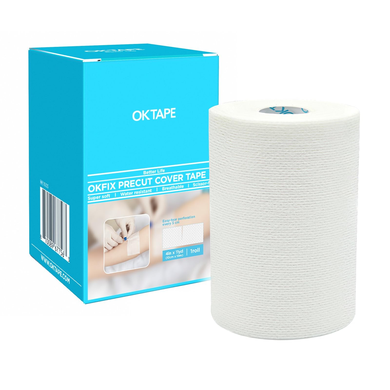 OK TAPE Medical Surgical Tape(1 Rolls) for Sensitive Skin – 4in*11yds, White