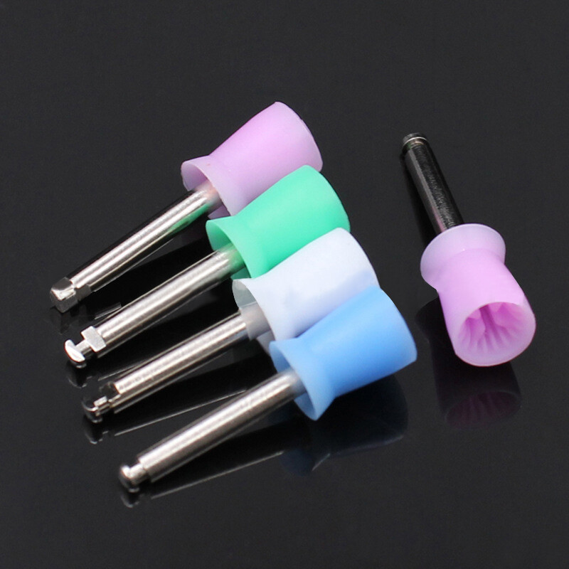 100Pcs Dental Polishing Prophy Brushes Latch Colorful Rubber Nylon Flat Tapered