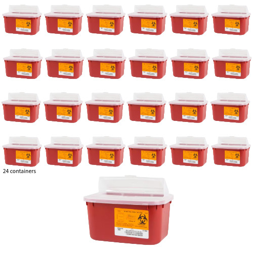Medegen Stackable Biohazard Sharps Container, 1 Gallon Capacity Each- Case of 24