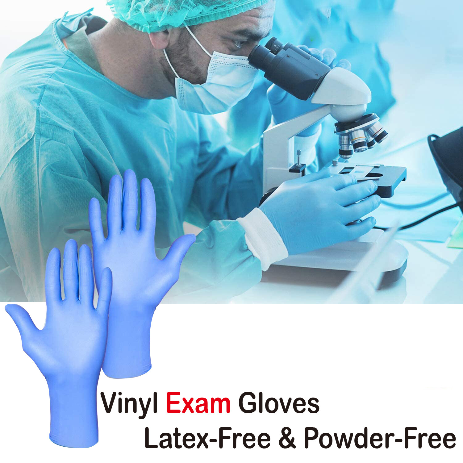 1000 PCS Basic Blue Vinyl Exam Gloves S SIZE