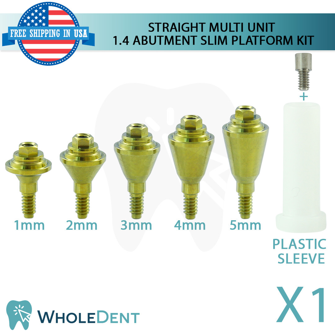 1x Dental Straight Slim Multi Unit 1.4mm Prosthetic Plastic Sleeve Set Int Hex