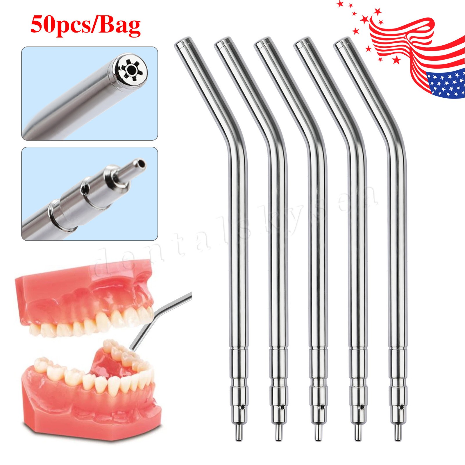 Dental Autoclavable Air Water Spray 3-Way Syringe Stainless Steel Nozzles Tips