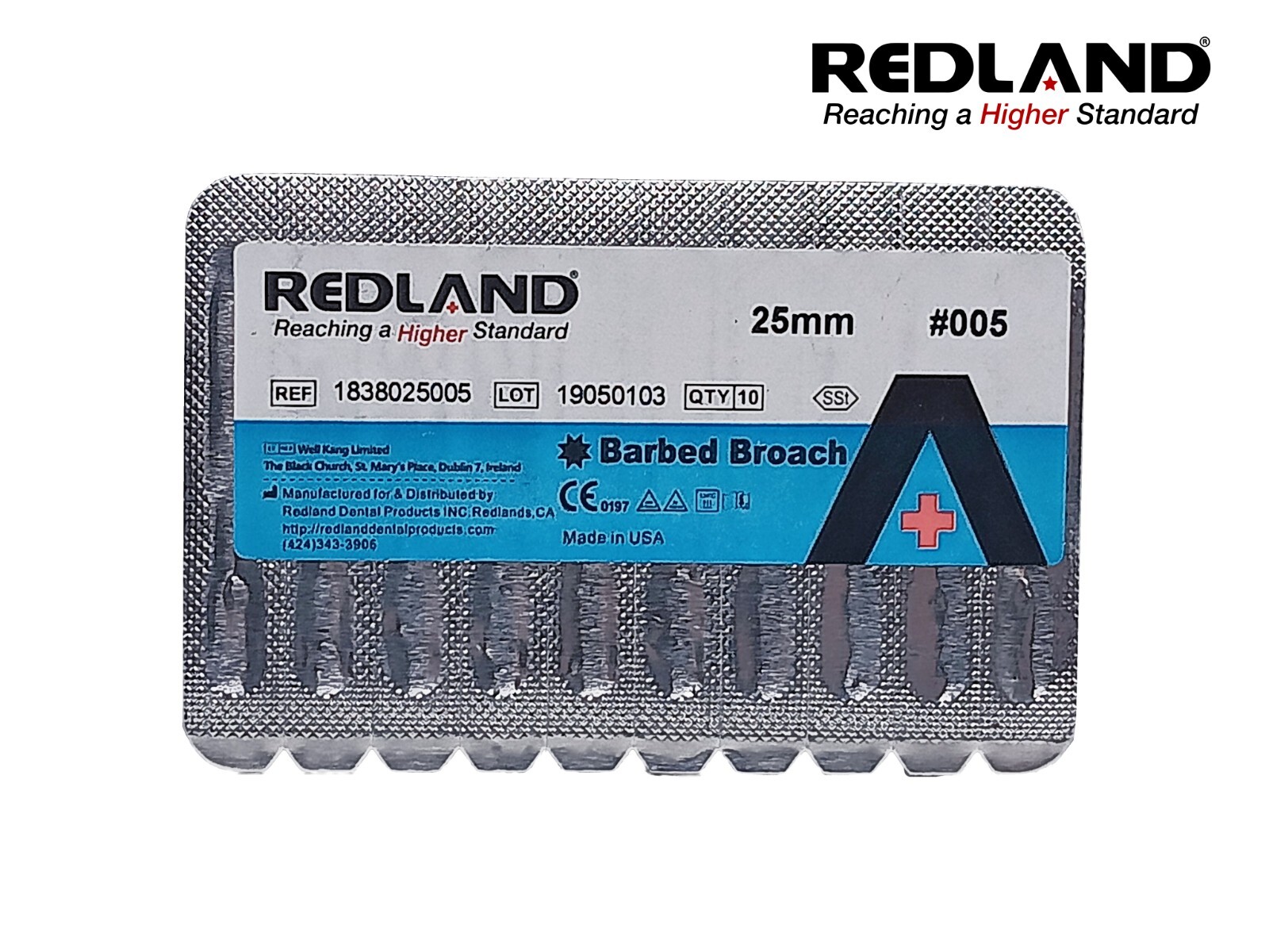Redland Dental 30 pc. Green #005 25 mm Endo Stainless Steel Barbed Broaches