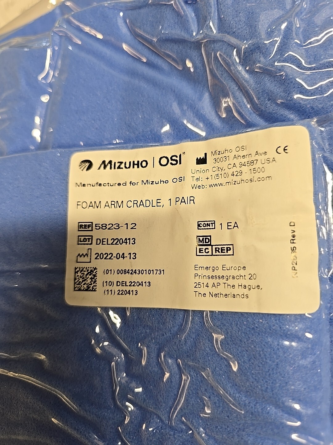 MIZUHO OSI 5823-12 Foam Arm Cradle, 1 Pair NEW SEALED Package Surgical