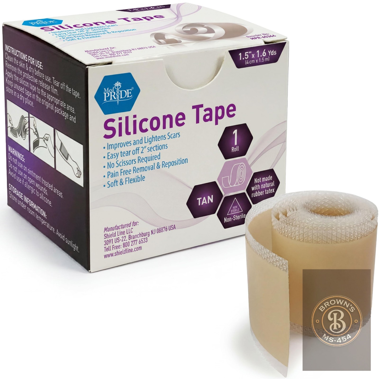 MED Pride Medical-Grade Silicone Wound And Scar Tape Roll 1.5 In X 1.6 Yards